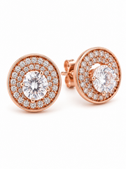 Stylish Rose Gold Fancy CZ Studs / Partywear American Diamond Earrings