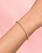 Fancy Stylish Baguette Stone Tennis Bracelet / Partywear Gold Bracelet