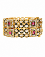 Fancy Ruby Polki Kada Set / Openable Bridal Broad Bangles (2 Pcs)