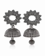 Stylish Fancy Oxidized Flower Jhumka / Partywear Silver Jhumki Earrings