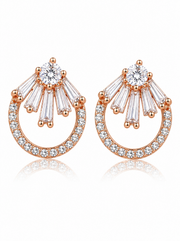 Fancy Rose Gold American Diamond Studs - Stylish Partywear Earrings for Women