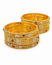 Royal Emerald Green Statement Kada / Stylish Fancy Openable Broad Bangle Set 2