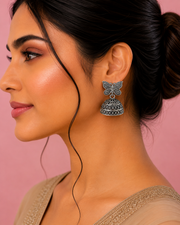 Stylish Butterfly Jhumka / Fancy Oxidized Silver Butterfly Earrings / Partywear Jhumki