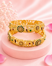 Stylish Gold Plated Elephant Meenakari Bangles / Fancy Royal Kada Set Of 2