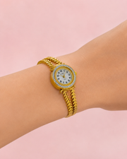 Fancy Stylish Gold Bangle Watch | Partywear Leaf Bracelet Ghadi for Women