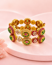 Fancy Partywear Traditional Gold Plated Stone Kada (Set of 2) - Stylish & Trending