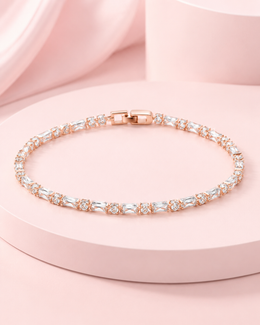 Fancy Stylish Rose Gold American Diamond Bracelet | Partywear Bracelet for Women.