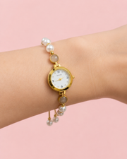 Fancy Stylish Pearl Bracelet Watch - Adjustable Partywear Ghadi for Women