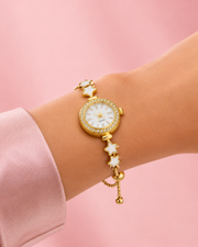 Fancy Star Bracelet Watch | Stylish Gold Plated Adjustable Watch for Girls | Partywear Jewelry Watch