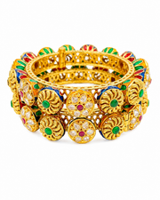 Gold-plated Meenakari Kundan Glass, Brass, Alloy Bangle Set (Pack of 2)