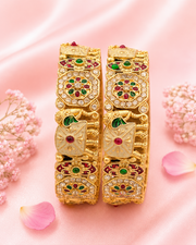 Fancy Meenakari Partywear Kada / Stylish Gold-Plated Traditional Bangles Set of 2