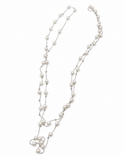Fancy Double Layer Moti Mala | Stylish Silver Chain Pearl Necklace for Partywear