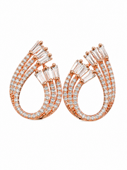 Fancy Rose Gold AD Long Earrings for Women | Stylish Partywear Drop Earrings