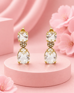 Trending Stylish Crystal Drop Earrings | Fancy Partywear Gold Plated Earrings for Women