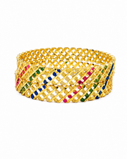 Fancy Stylish Multi-Color Gold-Plated Bangle Set (Set of 2) - Partywear Bengals