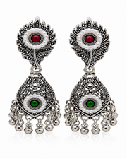 Fancy Peacock Style Oxidized Jhumka / Trending Partywear Earrings