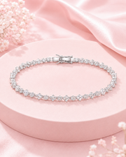 Fancy Stylish AD Stone Tennis Bracelet - Silver Plated Partywear Bracelet.