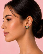 Fancy Green Heart Clover Studs - Stylish Partywear Tops for Women