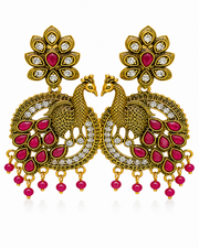 Stylish Peacock Chandbali / Fancy Gold Plated Partywear Earrings for Women