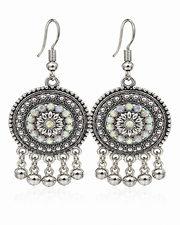 Trendy Fancy Oxidized Silver Mirror-Work Chandbali / Stylish Partywear Earrings for Women