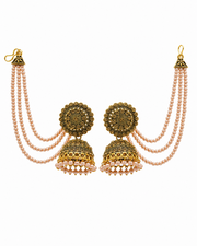 Stylish Gold-Plated Bahubali Jhumka with 4-Layered Pearl Sahare | Fancy Partywear Earrings