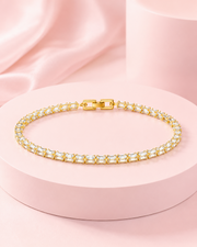 Fancy Stylish Baguette Stone Tennis Bracelet / Partywear Gold Bracelet