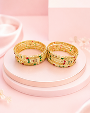 Ethnic Kundan & Meenakari Gold Plated Bangles Set (Pack of 6)