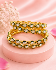 Stylish Partywear Kundan Bangles / Fancy Meenakari Gold Kada Set of 4