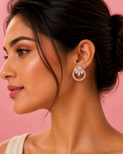 Fancy Rose Gold American Diamond Studs - Stylish Partywear Earrings for Women
