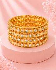 Traditional Gold Plated Kundan Bangle Set of 4 for Women & Girls
