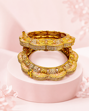 Stylish Partywear Pink Meenakari Fancy Openable Bangles / Kada (Set of 2)