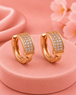 Fancy Rose Gold CZ Huggie Bali | Stylish Partywear Earrings for Women | New Design 2026