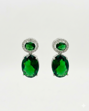 Fancy Emerald Green Partywear Earrings | Stylish Silver-Plated Drop Dangler Earrings | New Design 2026