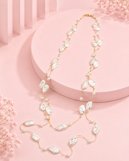 Stylish Fancy Baroque Pearl Mala | Trending Double Layered Long Necklace | Instagram Famous Jewelry