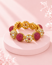 Stylish Partywear Ruby-Kundan Gold Plated Broad Kadas (Set of 2) - Fancy Jewellery