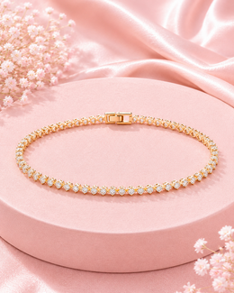 Fancy Stylish Marquise American Diamond Bracelet - Gold Plated Partywear Bracelet for Women