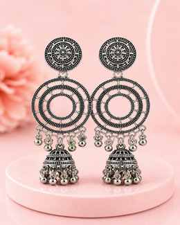 Trendy Oxidized Silver Fancy Jhumka | Stylish Partywear Chandbali Earrings | #Trending Jewelry