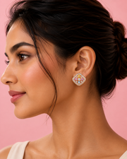 Stylish Fancy Partywear Multi-Color Rose Gold Studs / Trendy Daily Wear Earrings for Women