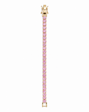 Fancy Stylish Pink Stone Tennis Bracelet | Partywear Gold Plated Bracelet for Women
