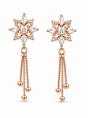Fancy Rose Gold Star Tassel Earrings | Stylish Partywear American Diamond Earring for Women & Girls