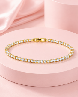 Fancy Golden American Diamond Partywear Bracelet / Tennis Bracelet for Women