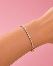 Fancy Rose Gold Baguette Diamond Bracelet | Stylish Partywear Tennis Bracelet for Women | Trendy Adjustable Bracelet