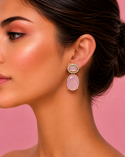 Fancy Pink Stone Gold Plated Earrings | Stylish Partywear Danglers #Trending