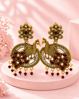 Fancy Peacock Style Antique Earrings - Latest Trendy Partywear