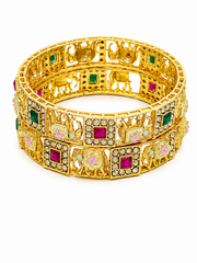 Fancy Stylish Royal Elephant Meenakari Bangles (Set of 2) - Latest Partywear Design