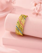 Fancy Stylish Multi-Color Gold-Plated Bangle Set (Set of 2) - Partywear Bengals