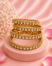 Traditional Gold Plated Kundan Bangle Set of 4 for Women & Girls