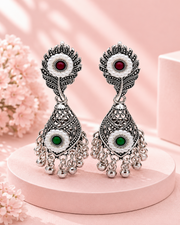 Fancy Peacock Style Oxidized Jhumka / Trending Partywear Earrings