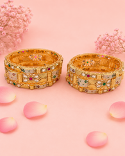 Fancy Stylish Gold Plated Meenakari Bangle Set / Partywear Chuda (Set of 6)