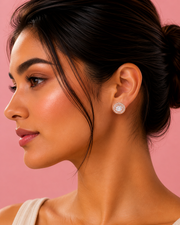 Stylish Rose Gold Fancy CZ Studs / Partywear American Diamond Earrings